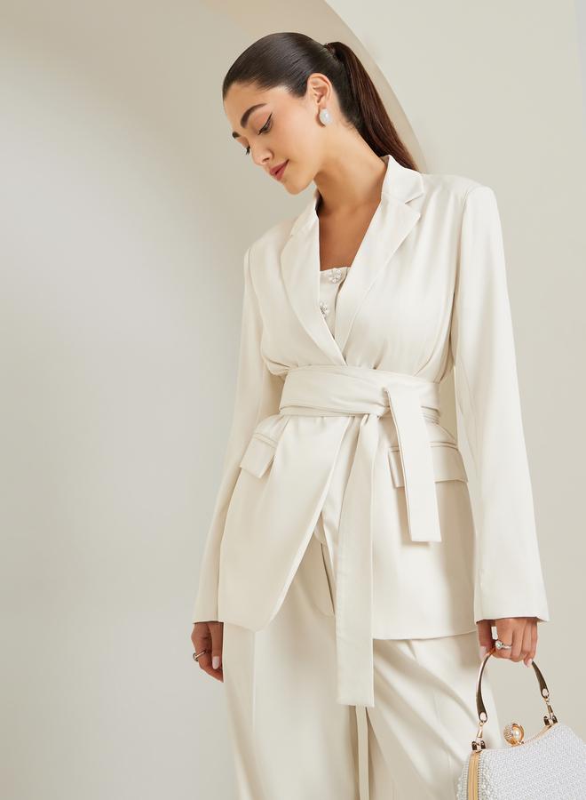 ستايلي بليزر بقصة عادية مع حزام - Image 5